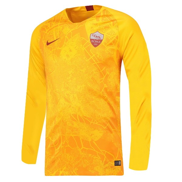 Camiseta As Roma Replica Tercera Ropa ML 2018/19 Amarillo